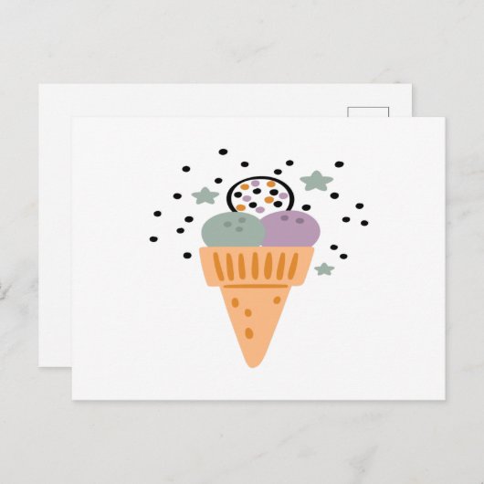 Carte Postale Triple Scoop Rainbow Ice Cream (Devant / Derrière)