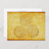 Carte Postale triple spirale celtique - OneLine d'or antique (Devant / Derrière)