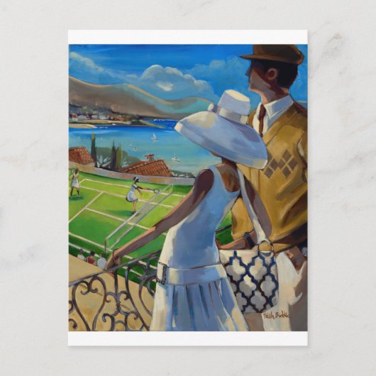Carte Postale Trish Biddle - Tennis sur la Riviera (Devant)