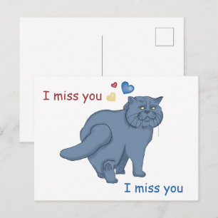 Carte Postale Triste chat britannique. Tu me manques