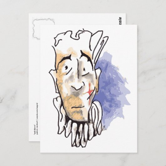 Carte postale triste clown (Devant / Derrière)