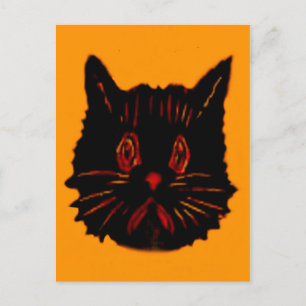 Carte Postale Triste crème glumée Froid en bas Chat noir