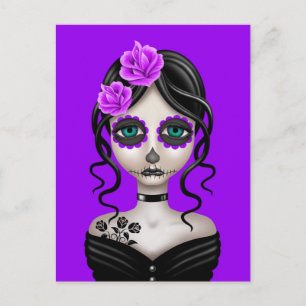 Carte Postale Triste journée de la fille morte sur le violet