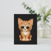 Carte Postale Triste Tabby Kitten Orange Tabat sur Noir (Debout devant)
