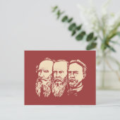 Carte Postale Troïka russe : Tolstoy, Dostoevsky, Chekhov (Debout devant)