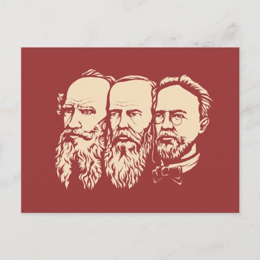Carte Postale Troïka russe : Tolstoy, Dostoevsky, Chekhov (Devant)