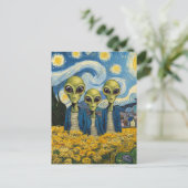 Carte Postale Trois Aliens de Faux Van Gogh AI Art (Debout devant)