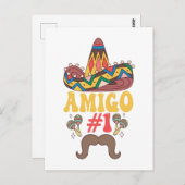 Carte Postale Trois Amigos Mexicain Drôle Correspondant Cinco De (Devant / Derrière)