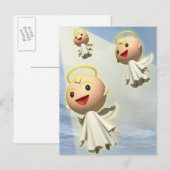 Carte Postale Trois Anges, CG, 3D, Illustration, Basse Angle (Devant / Derrière)