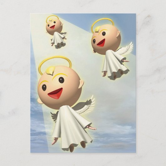 Carte Postale Trois Anges, CG, 3D, Illustration, Basse Angle (Devant)
