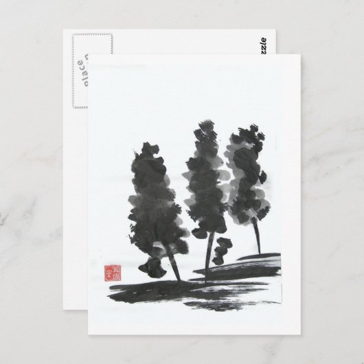 Carte postale Trois arbres (Devant / Derrière)