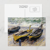 Carte Postale Trois bateaux de pêche par Monet (Devant / Derrière)