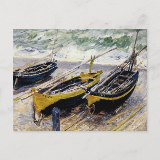 Carte Postale Trois bateaux de pêche par Monet (Devant)