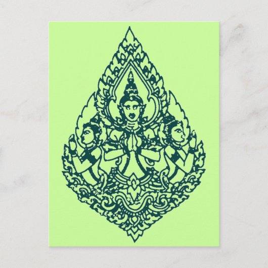 CARTE POSTALE TROIS BOUDDHA EN TÊTE PRIER LAO, THAÏ & CAMBODIA (Devant)