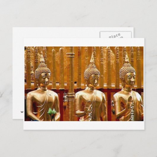 Carte Postale Trois Bouddhas en Thaïlande (Devant / Derrière)