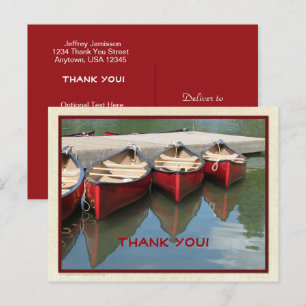 Carte Postale Trois Canots rouges Lettres rouges Merci