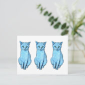 Carte Postale Trois chats bleus (Debout devant)