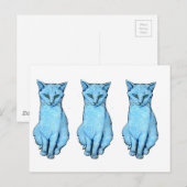 Carte Postale Trois chats bleus (Devant / Derrière)