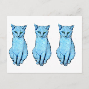 Carte Postale Trois chats bleus