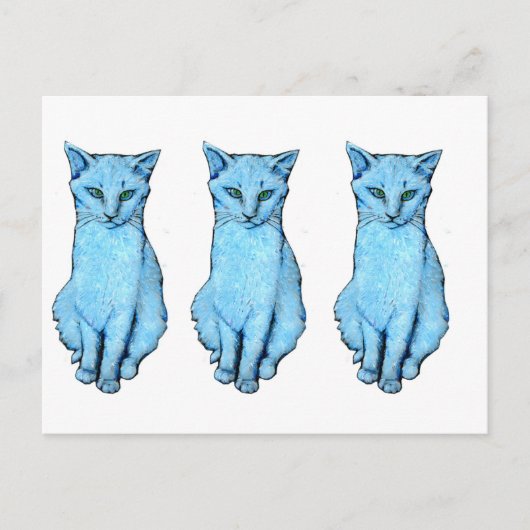 Carte Postale Trois chats bleus (Devant)