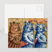 Carte Postale Trois chats chantent. Gouache par Louis Wain, 1925 (Devant / Derrière)