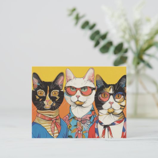 Carte Postale Trois chats dames (Debout devant)