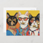 Carte Postale Trois chats dames (Devant / Derrière)