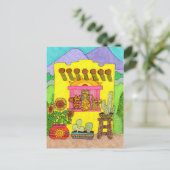 Carte Postale Trois chats dans un Adobe House jaune (Debout devant)