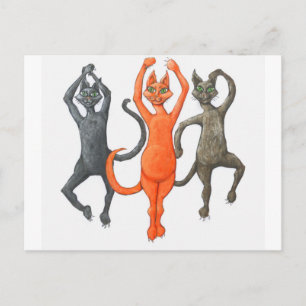 Carte Postale Trois chats dansants