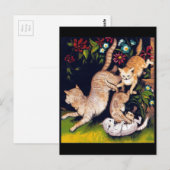 Carte Postale Trois chats joueurs (Devant / Derrière)