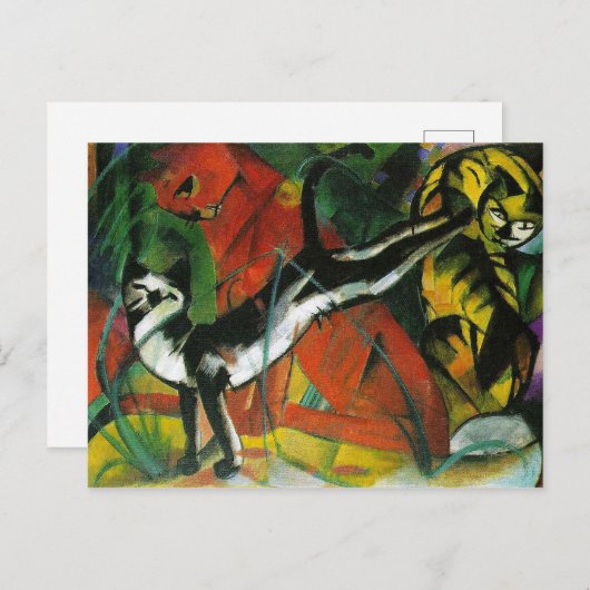 Carte Postale Trois chats par Franz Marc (Devant / Derrière)