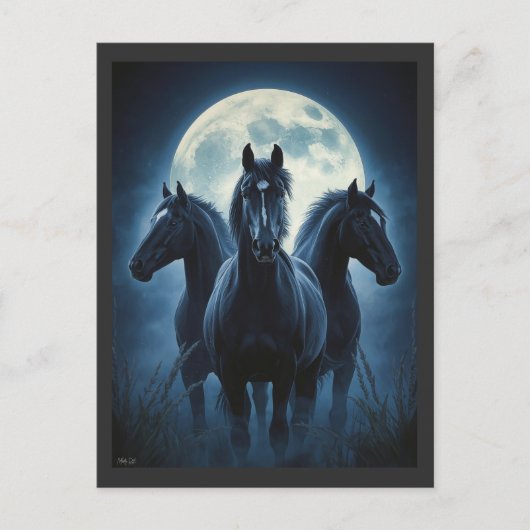 Carte Postale Trois Chevaux Lune (Devant)