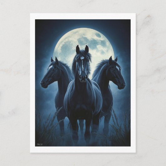 Carte Postale Trois Chevaux Lune (Devant)