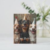 Carte Postale Trois chiens d'anniversaire (Debout devant)