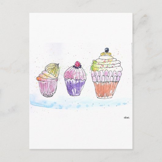 Carte Postale Trois Cupcakes (Devant)
