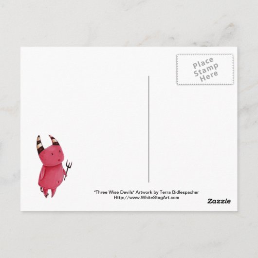 Carte Postale Trois diables sages - L'art des petits diables (Dos)