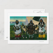 Carte Postale Trois Eskimo Beautés et Sled ReindeerState (Devant / Derrière)