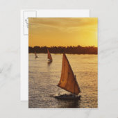 Carte Postale Trois falukas avec vue sur le Nil au (Devant / Derrière)