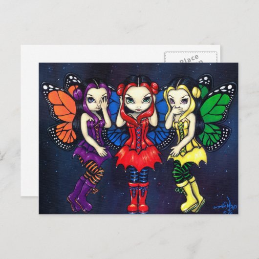 Carte postale "Trois Féeries sages" (Devant / Derrière)