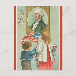 Carte Postale Trois félicitations vintages pour George Washingto