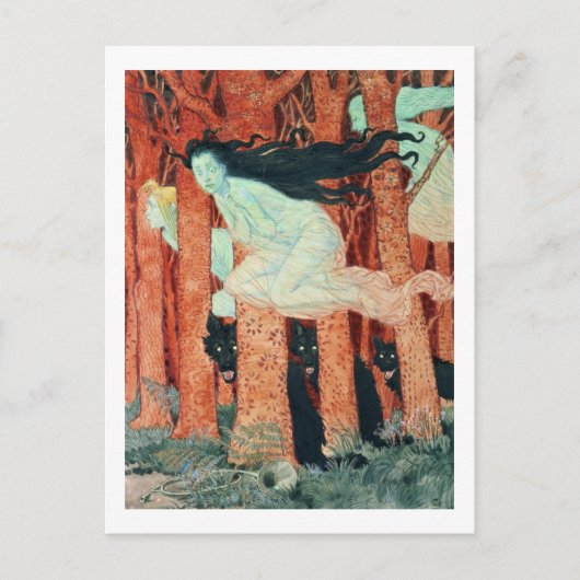 Carte Postale Trois femmes et trois loups (w/c) (Devant)