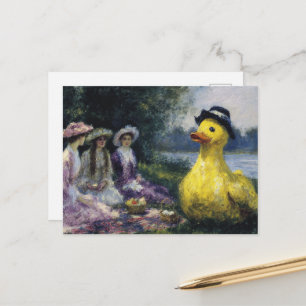 Carte Postale Trois femmes pique-niquent avec le géant en chapea