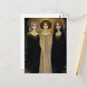 Carte Postale Trois femmes vintage magnifiques avec de l'or