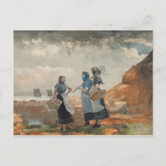 Carte Postale Trois filles pêche (Devant)
