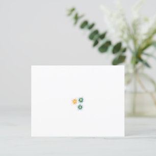 Carte Postale trois fleurs aux pétales verts et oranges