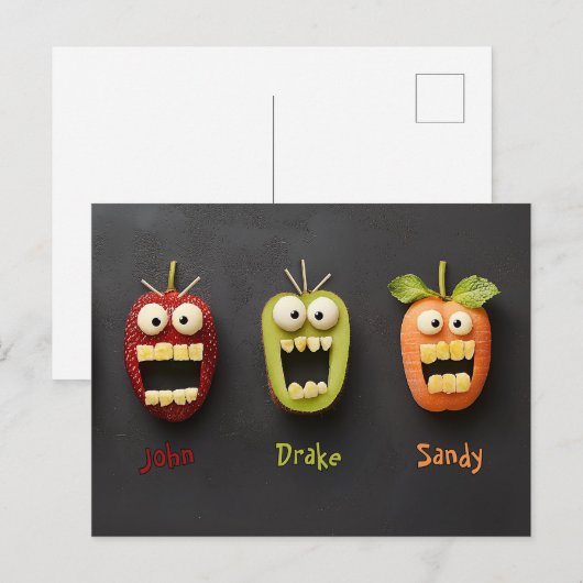 Carte Postale Trois Fruits Drôle (Devant / Derrière)