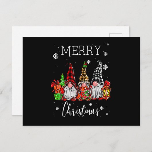 Carte Postale Trois Gnomes À Buffalo Ont Joyeux Joyeux Noël Gnom (Devant / Derrière)