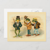 Carte Postale "Trois grenouilles sociables" (Devant / Derrière)