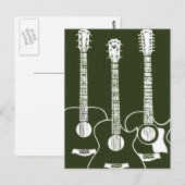Carte Postale trois guitares acoustiques (Devant / Derrière)
