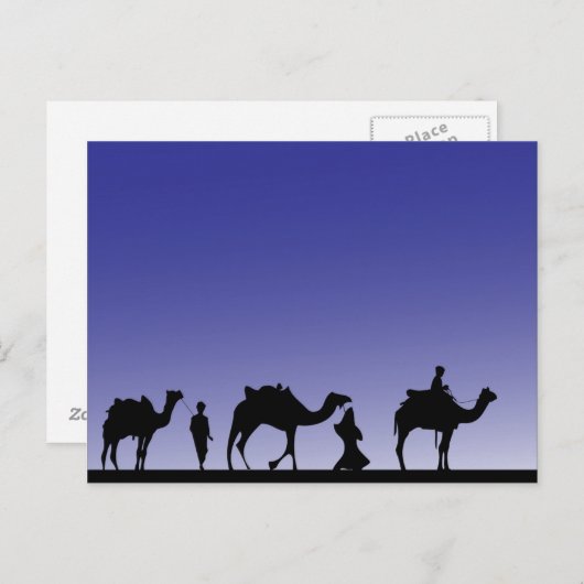 Carte Postale Trois hommes sages en voyage avec leurs chameaux (Devant / Derrière)